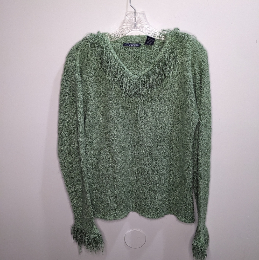Wind River Green Fringe Sweater Size M/L
